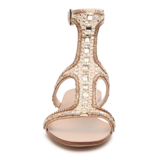 Imagine Vince Camuto Gold and Brown Embellished Sandal - Picture 3 of 6